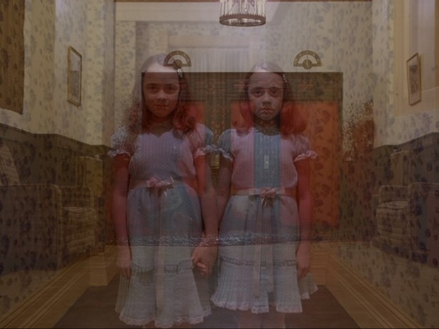 The Shining - An overlay of the elevators and the two girls