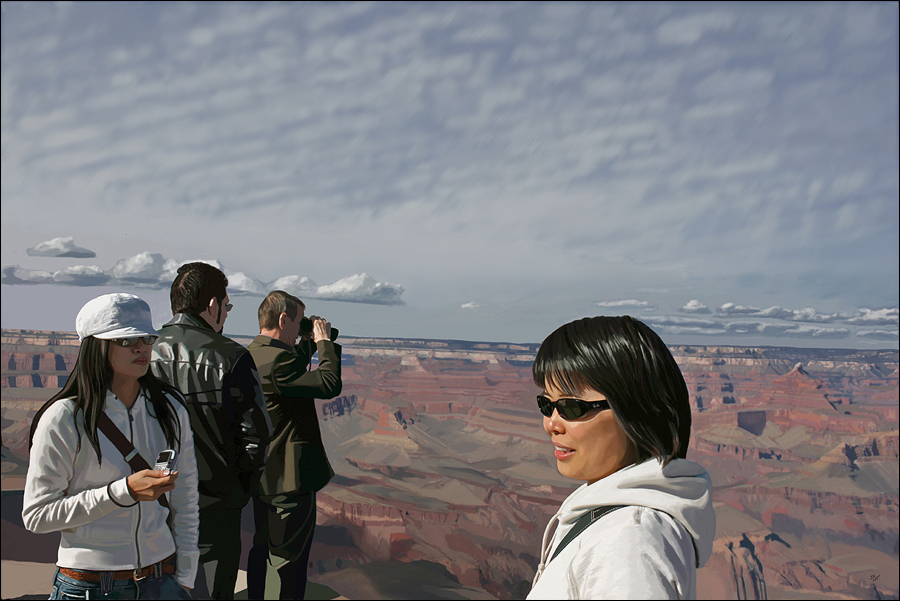 The Grand Canyon and its Tourists – Tourist with White Hat (digital painting)