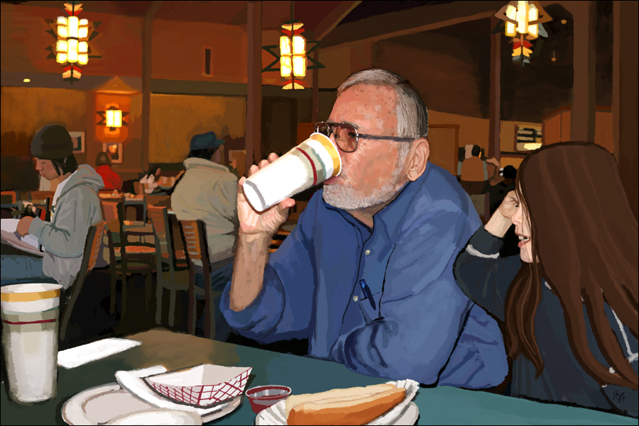 The Grand Canyon and its Tourists -Tourists Lunching (digital painting)
