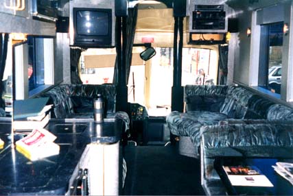 The sofas on the "disco" bus.