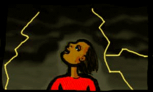 Pinocchio goes out in a thunderstorm to look for food