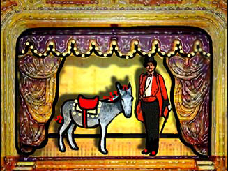 Pinocchio, having become a Donkey, is bought by the owner of a Circus, who wants to teach him to do tricks. The Donkey becomes lame and is sold to a man who wants to use his skin for a drumhead 
